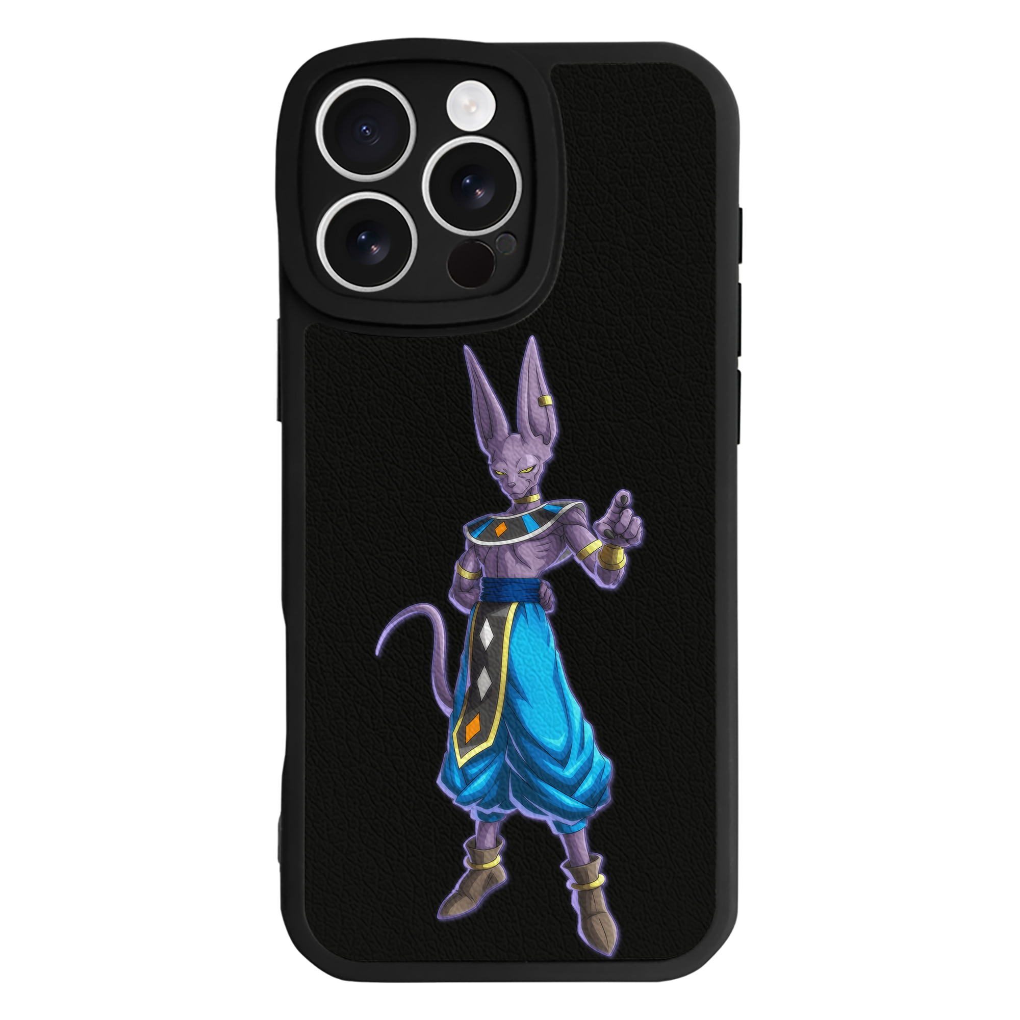 （画像用） ドラゴンボール ビルス 破壊神ビルス DRAGON BALL Beerus Birusu 【iPhone 16シリーズ対応】シリコンスマホケース（レザー調） 材質：シリコン